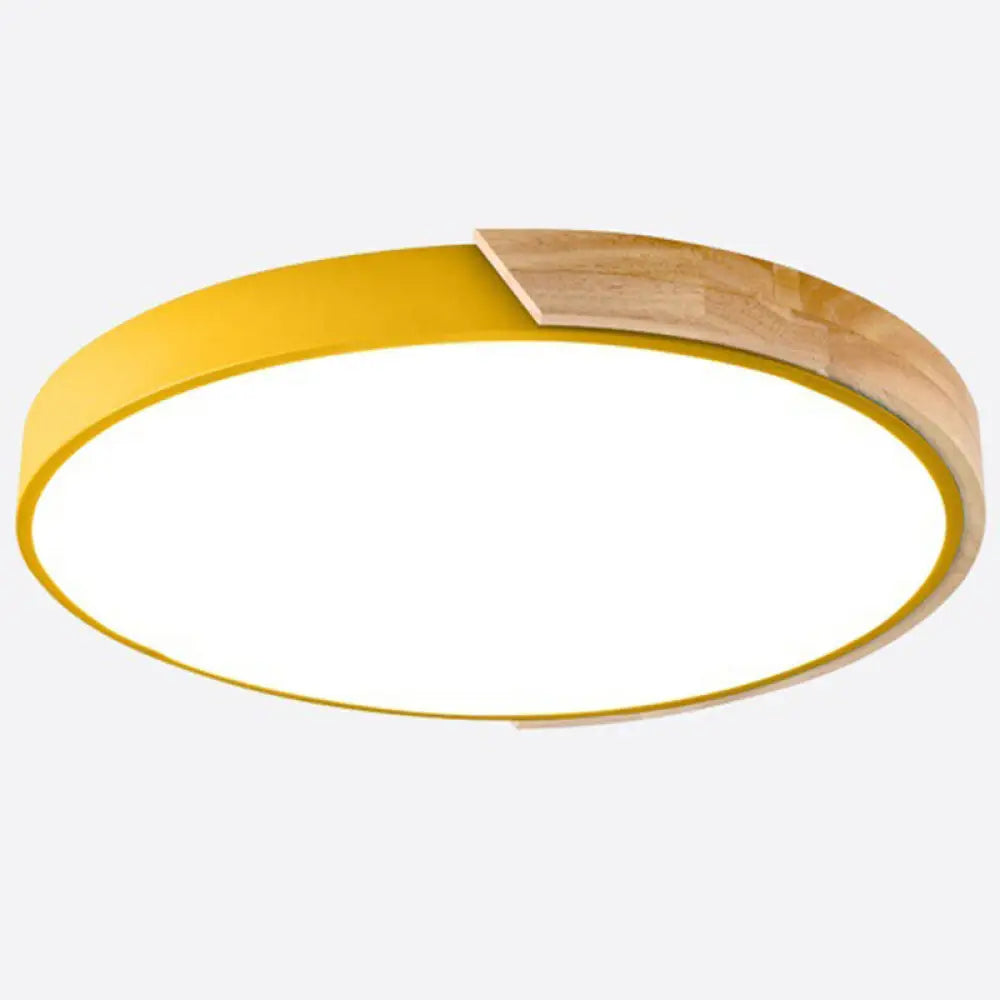 Nordic Led Flush Mount Bedroom Ceiling Light With Acrylic Shade Yellow / White