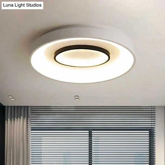 Nordic Led Flush Mount Ceiling Lamp - 16/19.5 Dia Acrylic Shade White Round Design Warm/White Light