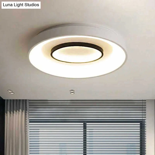 Nordic Led Flush Mount Ceiling Lamp - 16’/19.5’ Dia Acrylic Shade White Round Design Warm/White