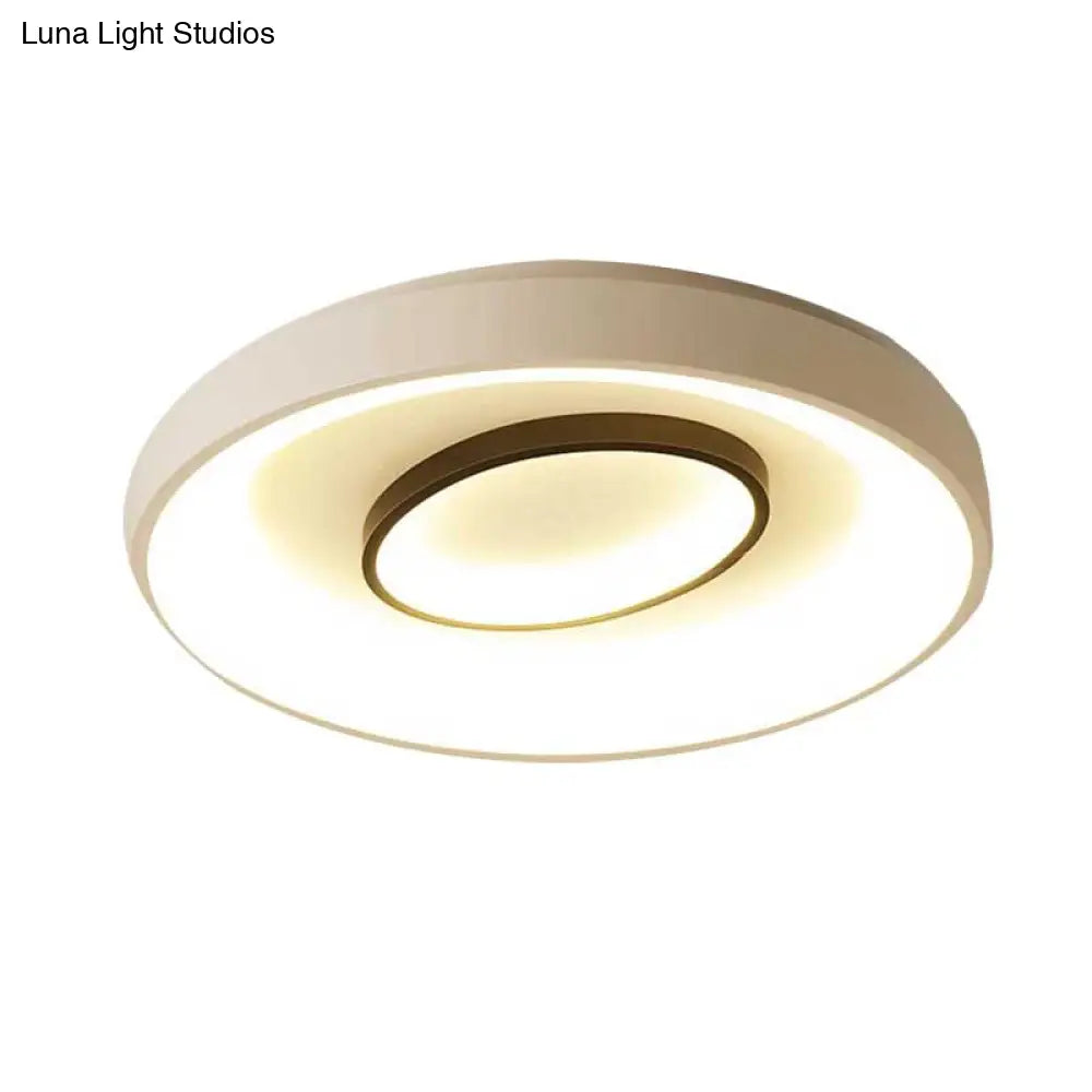 Nordic Led Flush Mount Ceiling Lamp - 16’/19.5’ Dia Acrylic Shade White Round Design Warm/White