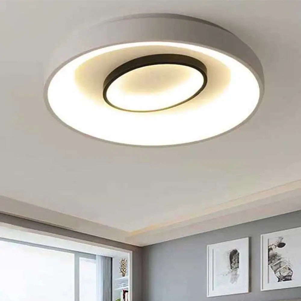 Nordic Led Flush Mount Ceiling Lamp - 16’/19.5’ Dia Acrylic Shade White Round Design Warm/White