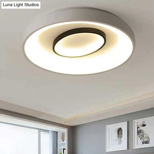 Nordic Led Flush Mount Ceiling Lamp - 16/19.5 Dia Acrylic Shade White Round Design Warm/White Light