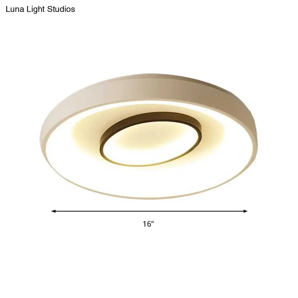 Nordic Led Flush Mount Ceiling Lamp - 16/19.5 Dia Acrylic Shade White Round Design Warm/White Light