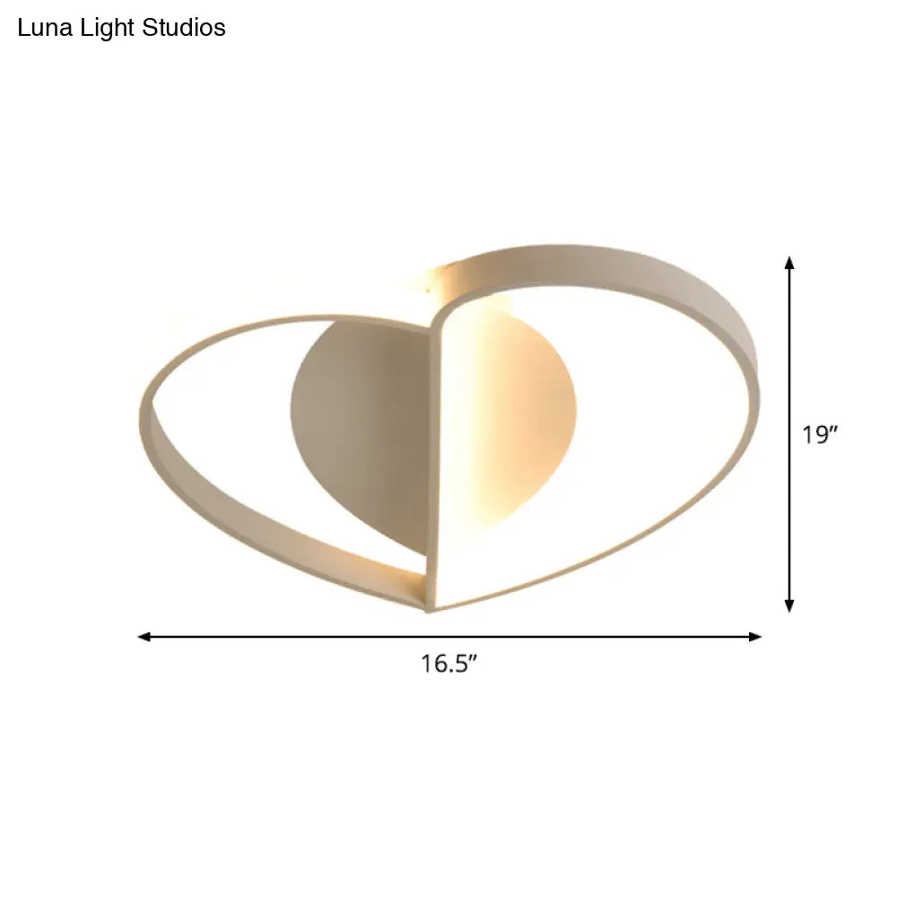 Nordic Led Flush Mount Ceiling Lamp - White Heart Design With Acrylic Shade In Warm/White Light