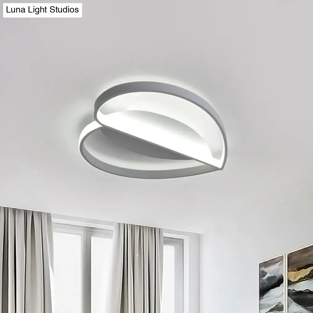 Nordic Led Flush Mount Ceiling Lamp - White Heart Design With Acrylic Shade In Warm/White Light /