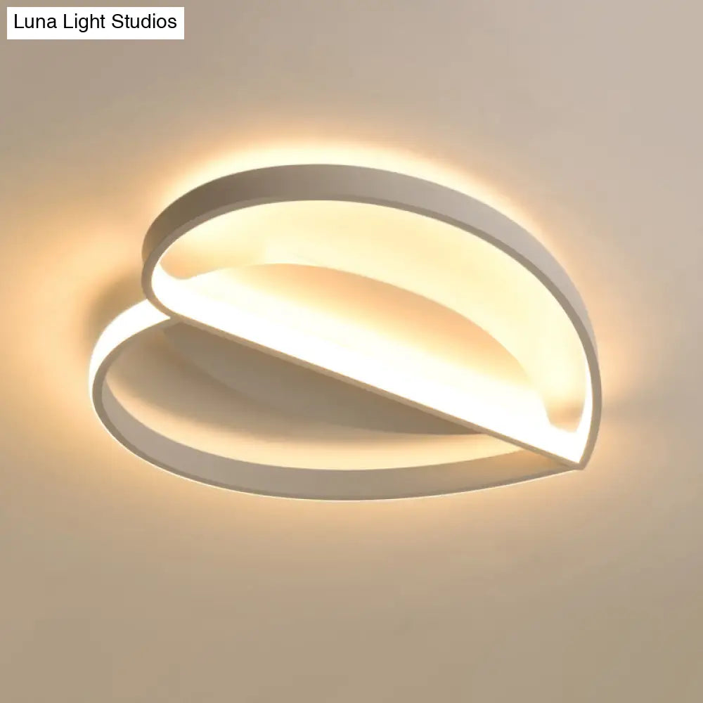 Nordic Led Flush Mount Ceiling Lamp - White Heart Design With Acrylic Shade In Warm/White Light