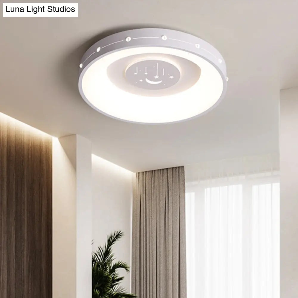 Nordic Led Flush Mount Ceiling Light: 16’/19.5’ Round Curved Design Warm/White Light For Bedroom
