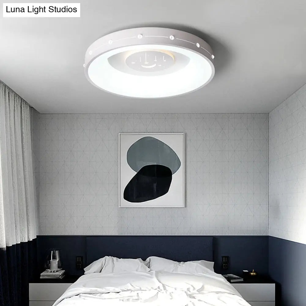 Nordic Led Flush Mount Ceiling Light: 16’/19.5’ Round Curved Design Warm/White Light For Bedroom