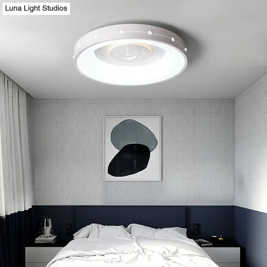 Nordic Led Flush Mount Ceiling Light: 16’/19.5’ Round Curved Design Warm/White Light For Bedroom
