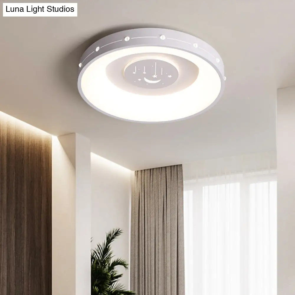 Nordic Led Flush Mount Ceiling Light: 16/19.5 Round Curved Design Warm/White Light For Bedroom
