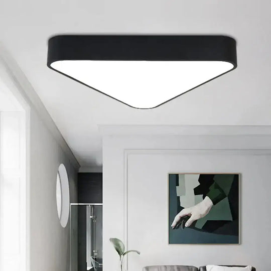 Nordic Led Flush Mount Ceiling Light For Foyer: Acrylic Triangle Fixture Black / White