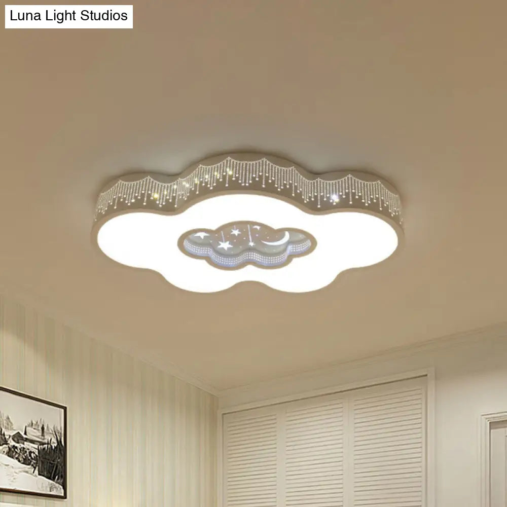 Nordic Led Flush Mount Ceiling Light In Cloud Design - White/Warm