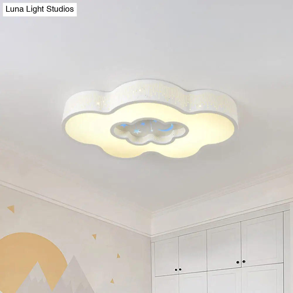 Nordic Led Flush Mount Ceiling Light In Cloud Design - White/Warm White / Warm