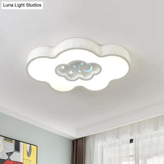 Nordic Led Flush Mount Ceiling Light In Cloud Design - White/Warm