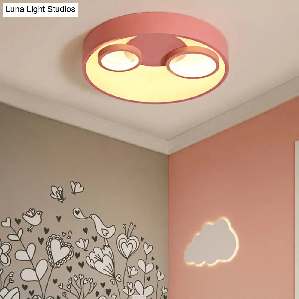 Nordic Led Flush Mount Light: Metal Round With Acrylic Diffuser - Perfect For Kids Pink / 18 White