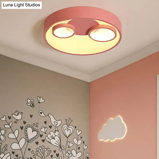 Nordic Led Flush Mount Light: Metal Round With Acrylic Diffuser - Perfect For Kids Pink / 18 White