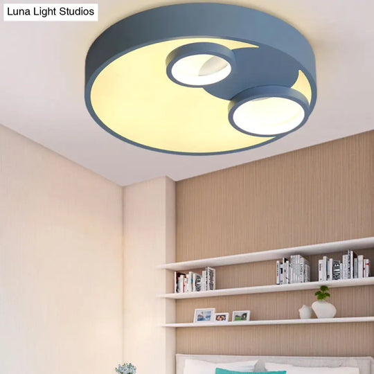 Nordic Led Flush Mount Light: Metal Round With Acrylic Diffuser - Perfect For Kids