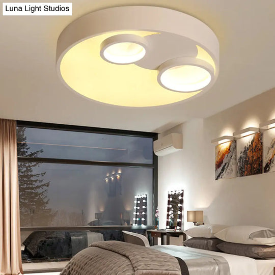 Nordic Led Flush Mount Light: Metal Round With Acrylic Diffuser - Perfect For Kids