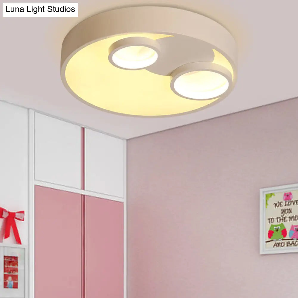 Nordic Led Flush Mount Light: Metal Round With Acrylic Diffuser - Perfect For Kids White / 18