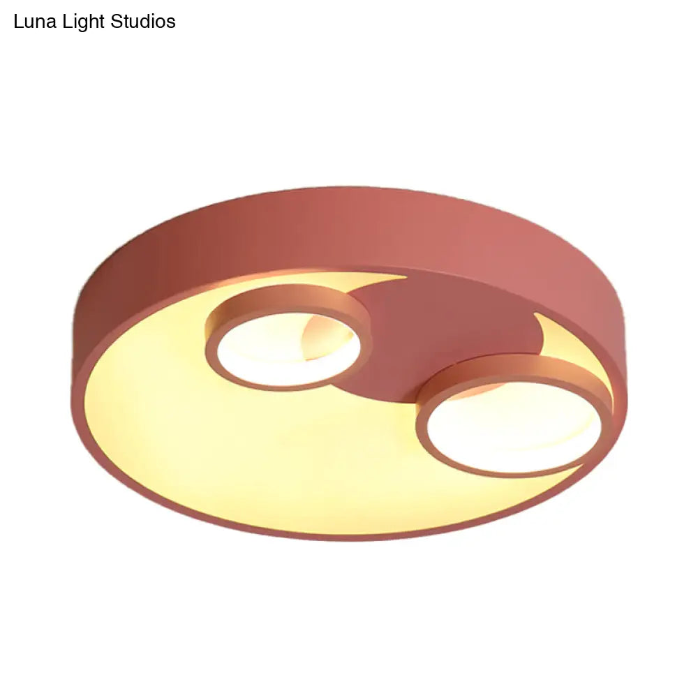 Nordic Led Flush Mount Light: Metal Round With Acrylic Diffuser - Perfect For Kids