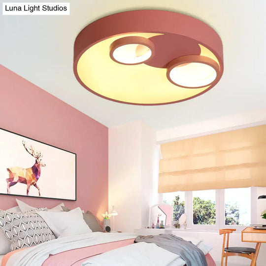 Nordic Led Flush Mount Light: Metal Round With Acrylic Diffuser - Perfect For Kids