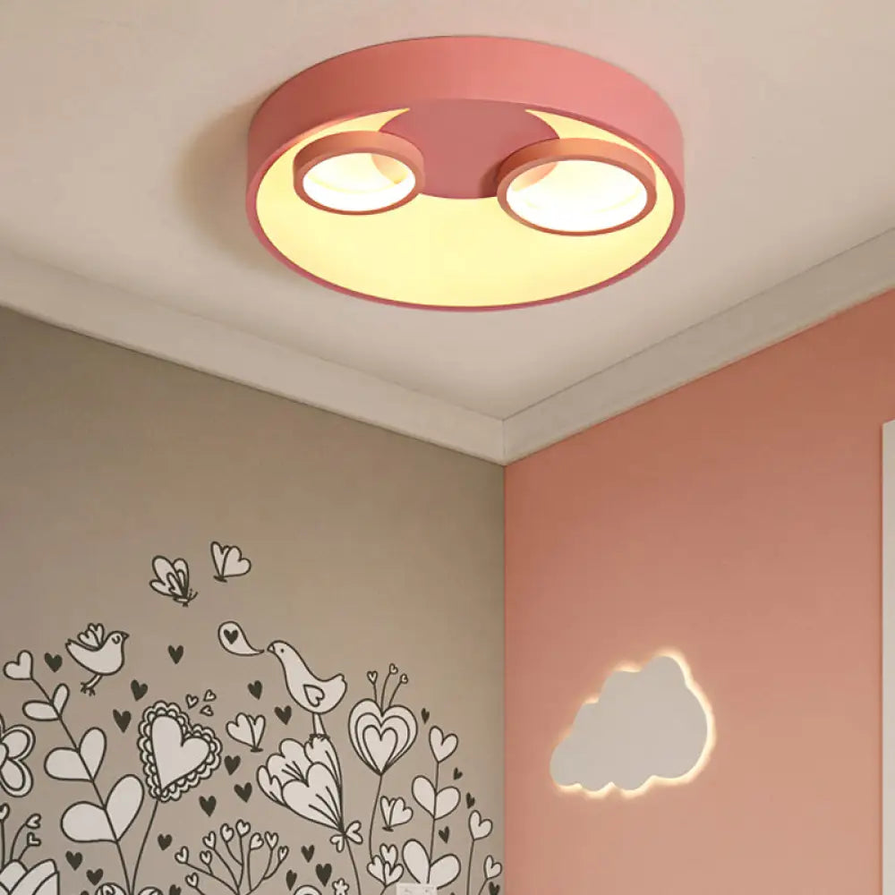 Nordic Led Flush Mount Light: Metal Round With Acrylic Diffuser - Perfect For Kids Pink / 18’ White