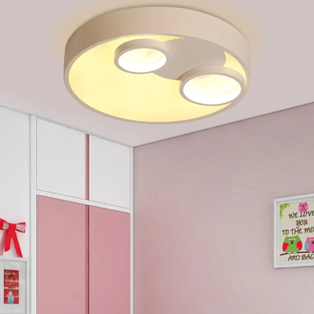 Nordic Led Flush Mount Light: Metal Round With Acrylic Diffuser - Perfect For Kids White / 18’