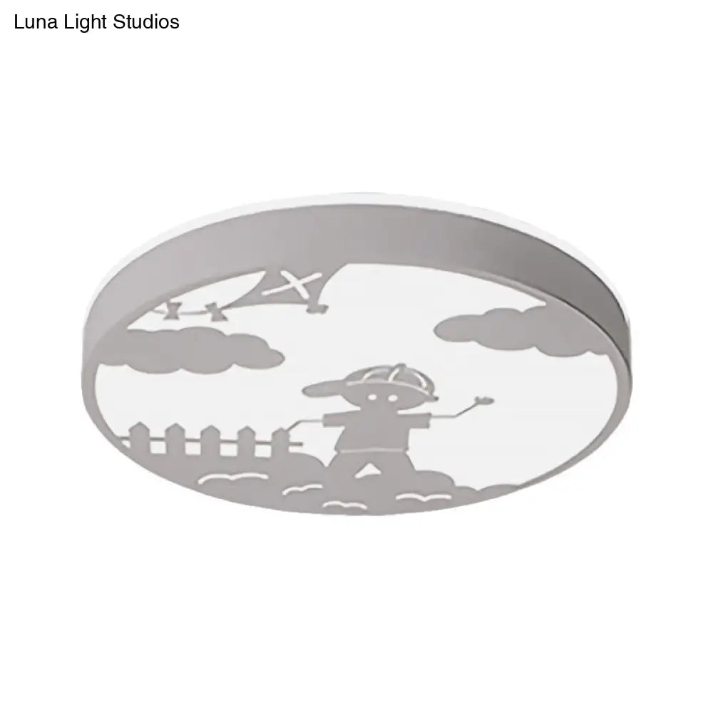 Nordic Led Flush Mount Light With Metal Circular Ceiling Fixture And Boy Deco - Bathroom Style