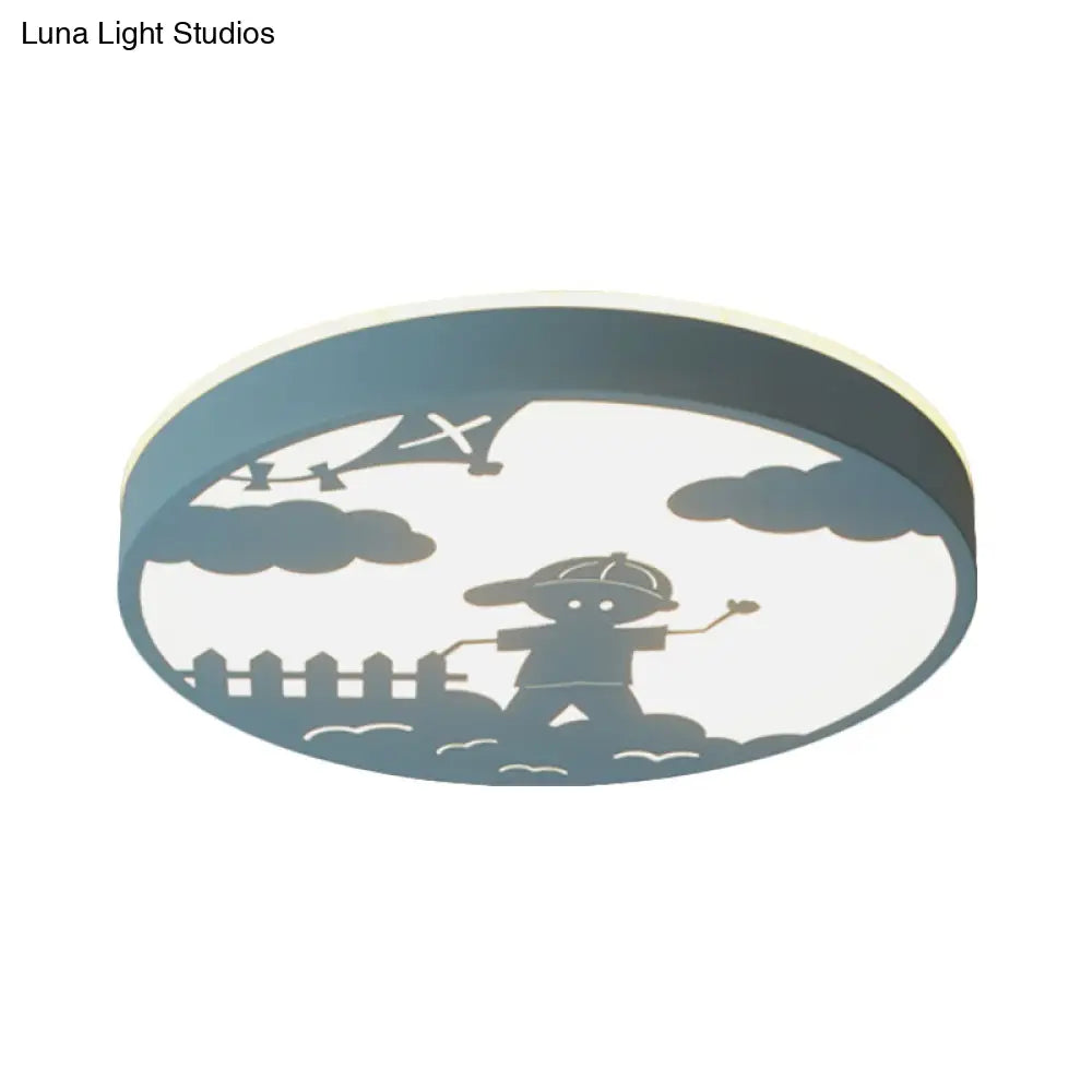 Nordic Led Flush Mount Light With Metal Circular Ceiling Fixture And Boy Deco - Bathroom Style