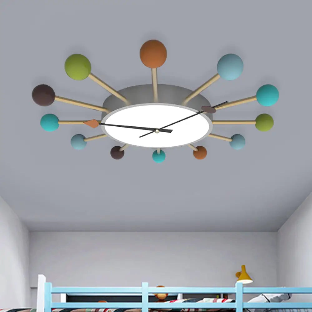 Nordic Led Flush Mounted Ceiling Light With Acrylic Wood Lollipop Decor For Bedroom White