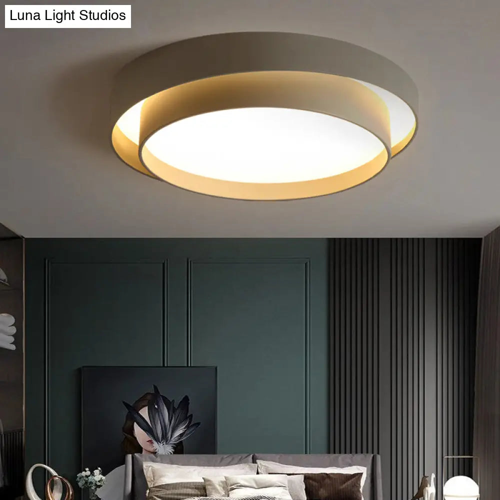 Nordic Led Flushmount Ceiling Light Fixture - Metal 2-Layer Design Ideal For Bedroom Lighting