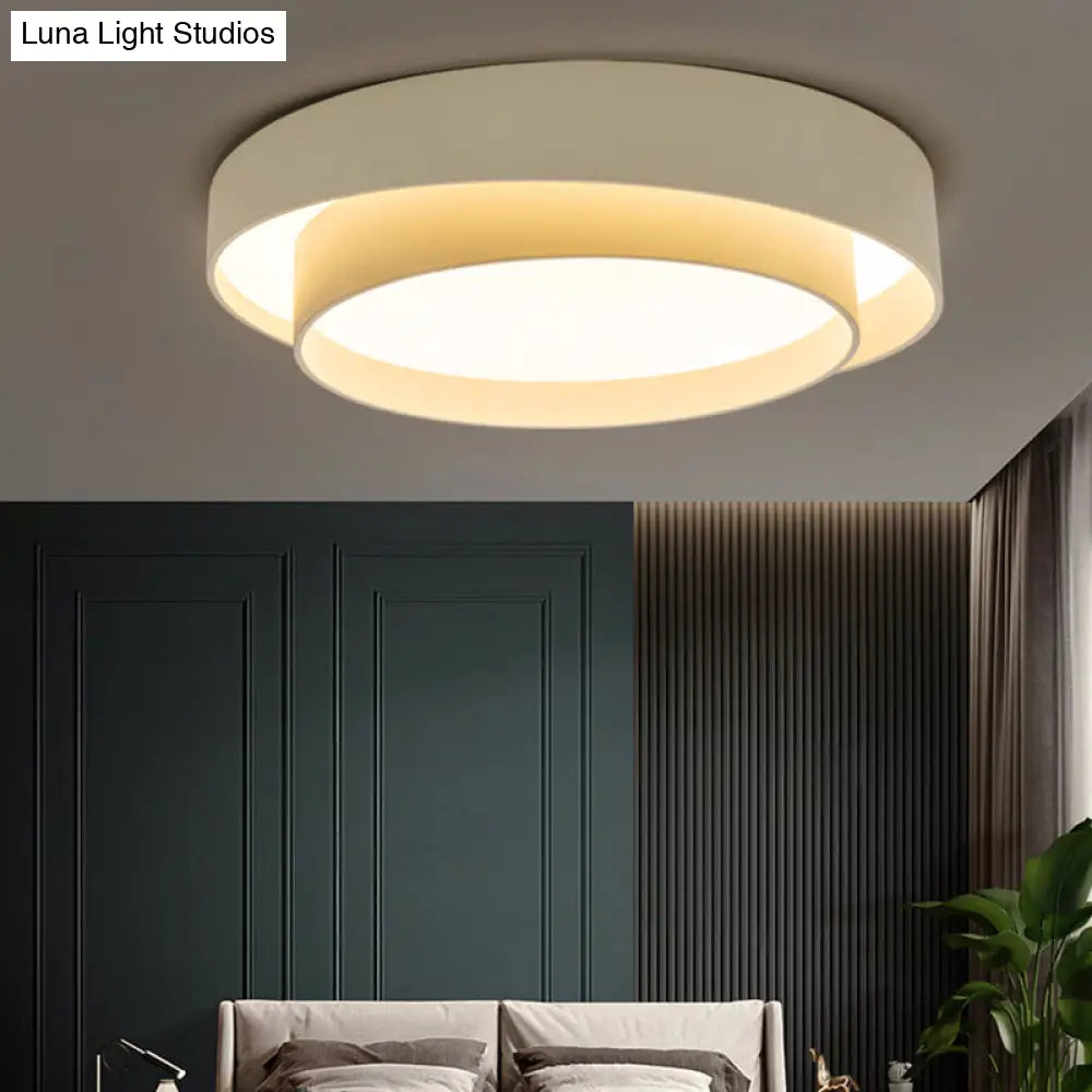 Nordic Led Flushmount Ceiling Light Fixture - Metal 2-Layer Design Ideal For Bedroom Lighting