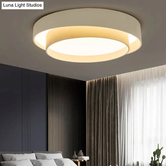 Nordic Led Flushmount Ceiling Light Fixture - Metal 2-Layer Design Ideal For Bedroom Lighting