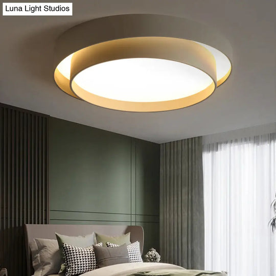 Nordic Led Flushmount Ceiling Light Fixture - Metal 2-Layer Design Ideal For Bedroom Lighting