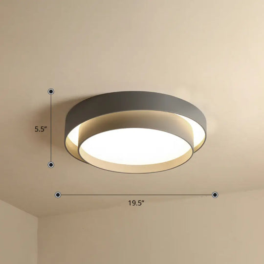 Nordic Led Flushmount Ceiling Light Fixture - Metal 2-Layer Design Ideal For Bedroom Lighting Grey /