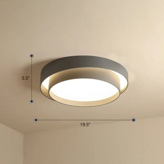 Nordic Led Flushmount Ceiling Light Fixture - Metal 2-Layer Design Ideal For Bedroom Lighting Grey /