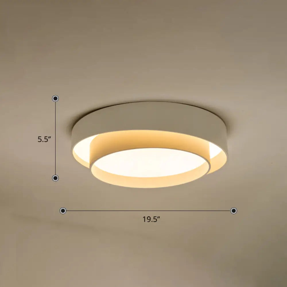 Nordic Led Flushmount Ceiling Light Fixture - Metal 2-Layer Design Ideal For Bedroom Lighting White