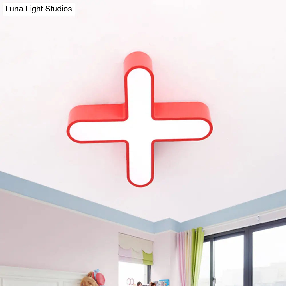 Nordic Led Flushmount Rgb Mathematical Notation Ceiling Lamp With Metal Shade Red
