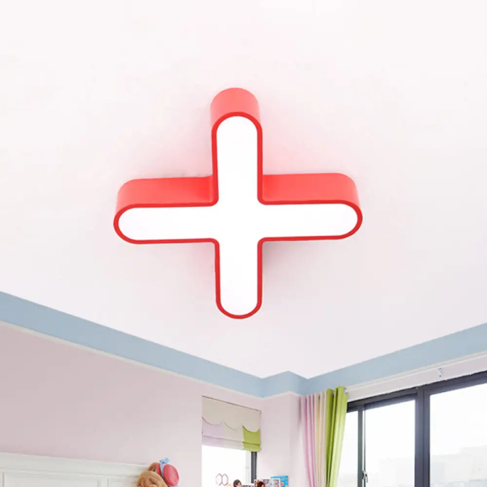 Nordic Led Flushmount Rgb Mathematical Notation Ceiling Lamp With Metal Shade Red