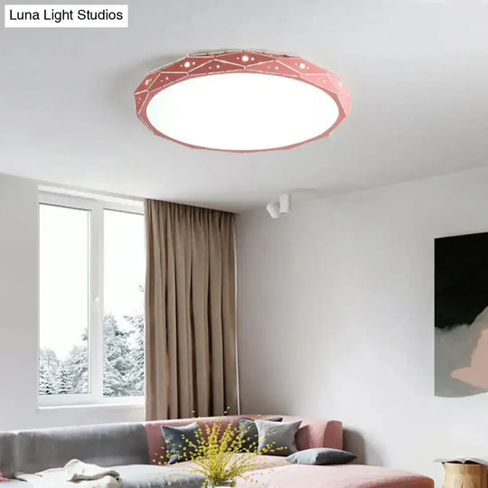 Nordic Led Flushmount Round Ceiling Light With Laser-Cut Design And Acrylic Shade