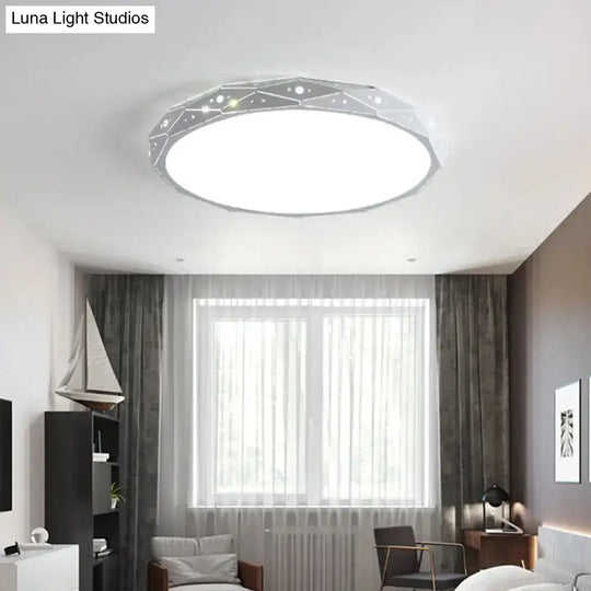 Nordic Led Flushmount Round Ceiling Light With Laser-Cut Design And Acrylic Shade