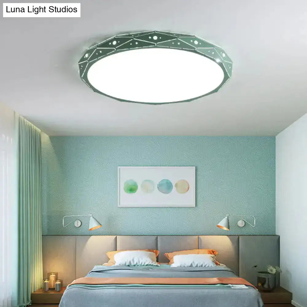 Nordic Led Flushmount Round Ceiling Light With Laser-Cut Design And Acrylic Shade