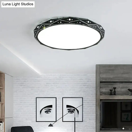 Nordic Led Flushmount Round Ceiling Light With Laser-Cut Design And Acrylic Shade