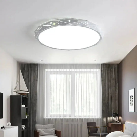 Nordic Led Flushmount Round Ceiling Light With Laser-Cut Design And Acrylic Shade White / Small