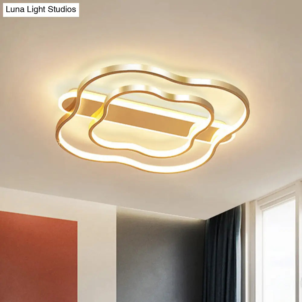 Nordic Led Gold Floral Ceiling Light - Elegant Flush Mount Lamp (21’/25.5’) - Warm/White Light