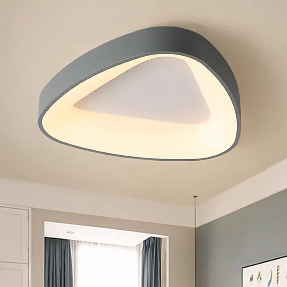 Nordic Led Grey Triangle Ceiling Fixture In White/Warm/Natural Light Flush Mount Acrylic Shade /