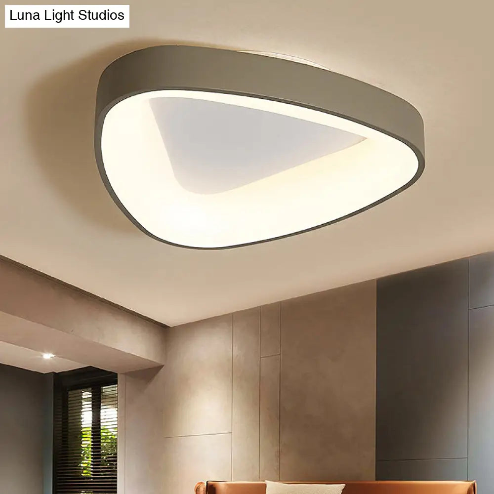 Nordic Led Grey Triangle Ceiling Fixture In White/Warm/Natural Light Flush Mount Acrylic Shade