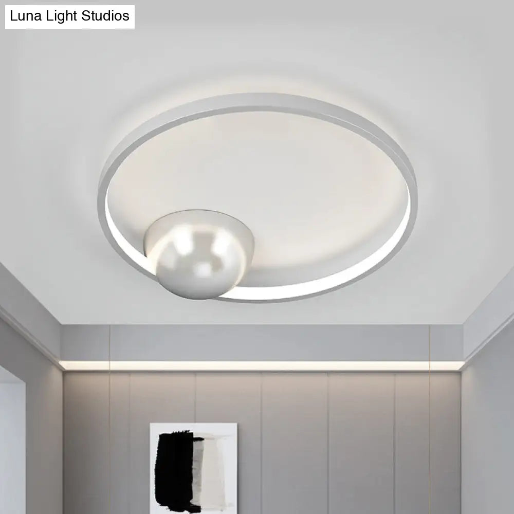 Nordic Led Iron Flush Mount Ceiling Light - Black/White Circular Design 17/20.5 Width White / 17