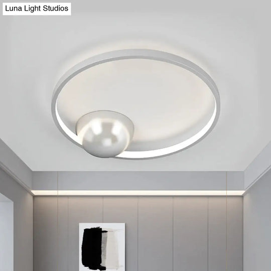 Nordic Led Iron Flush Mount Ceiling Light - Black/White Circular Design 17/20.5 Width White / 17