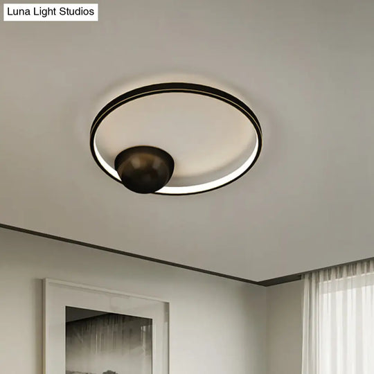 Nordic Led Iron Flush Mount Ceiling Light - Black/White Circular Design 17/20.5 Width Black / 20.5